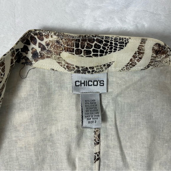 Chico's animal print linen blend size 2 overshirt - Picture 8 of 13